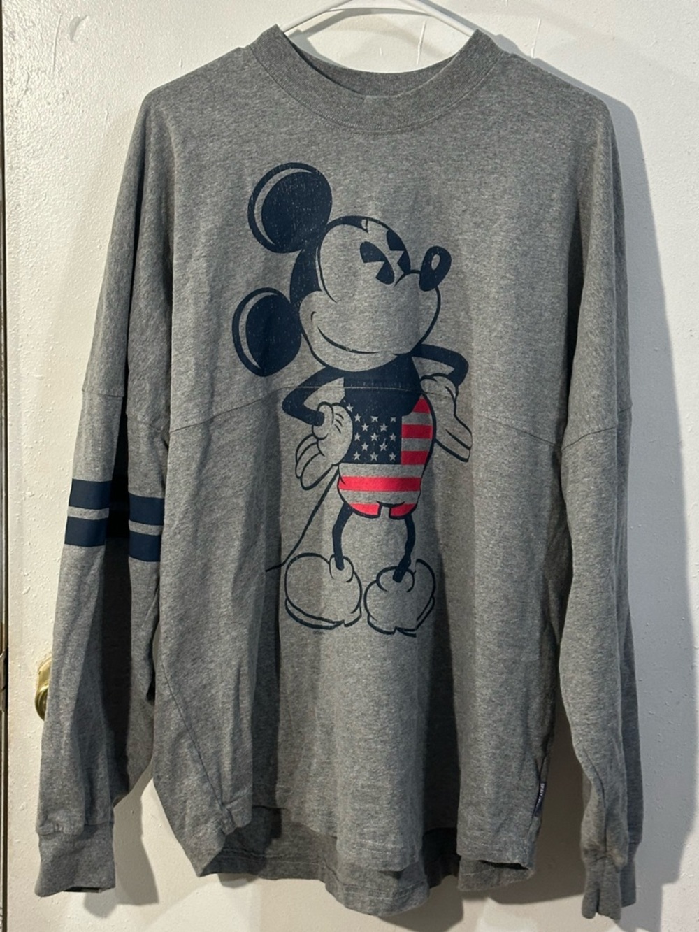 Disney Gray Spirit Jersey with Navy Mickey and American Flag